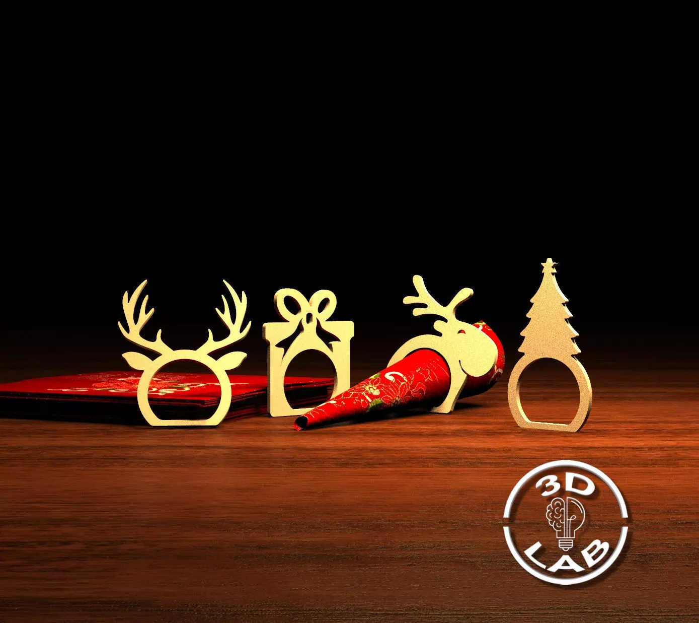 Christmas ring napkin holder to decorate the table 3D print model_0