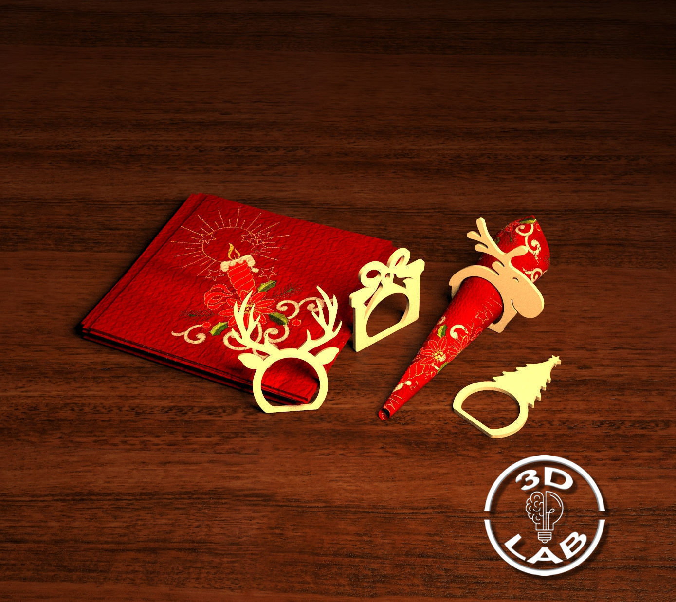 Christmas ring napkin holder to decorate the table 3D print model_1