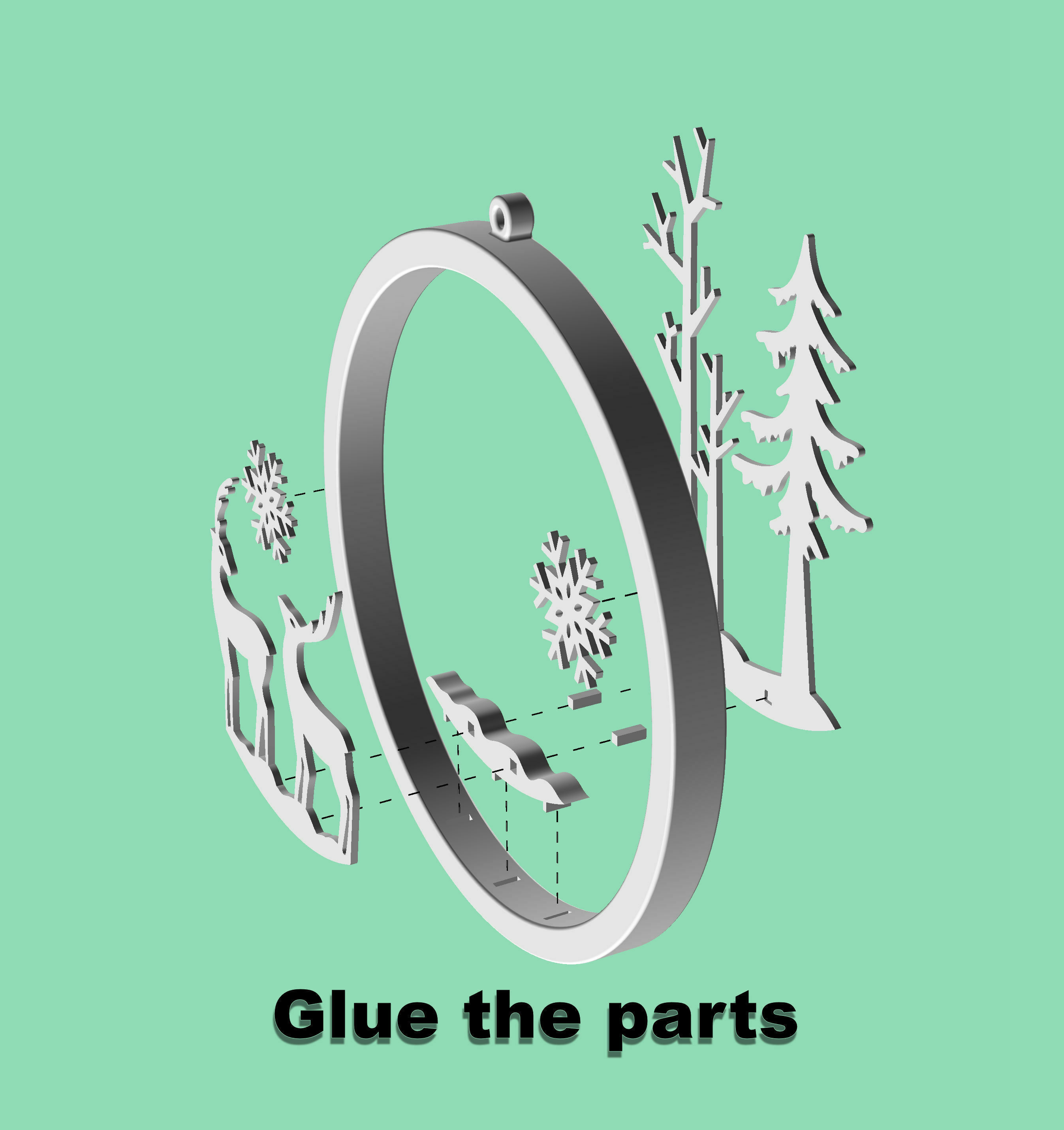 Wall ring for Christmas party decorations 3D print model_4