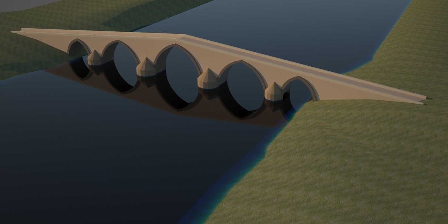 roman bridge Low-poly 3D model_1
