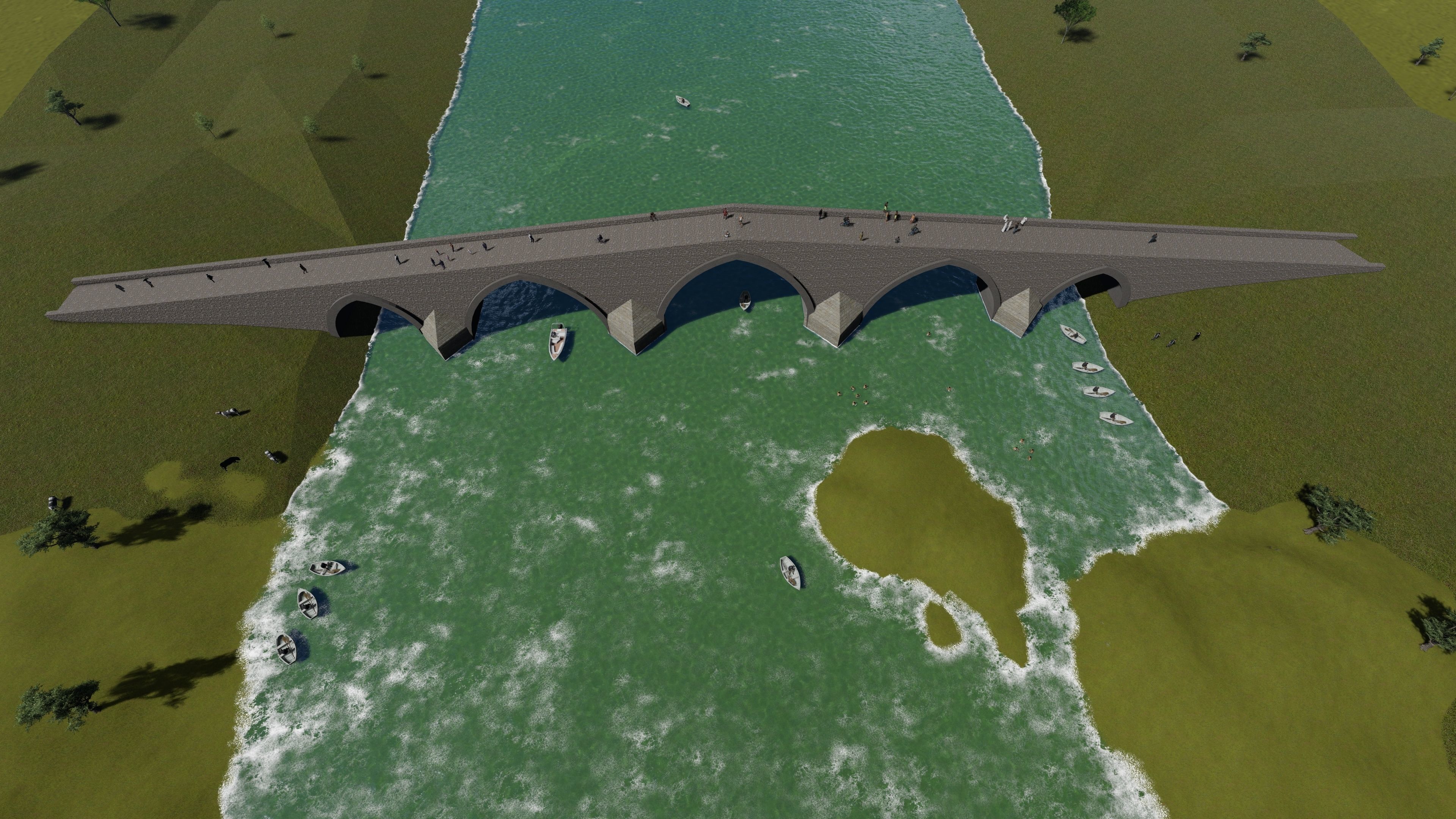 roman bridge Low-poly 3D model_4