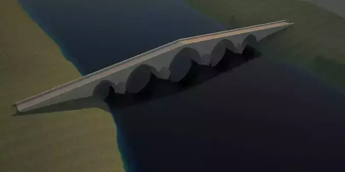 roman bridge Low-poly 3D model