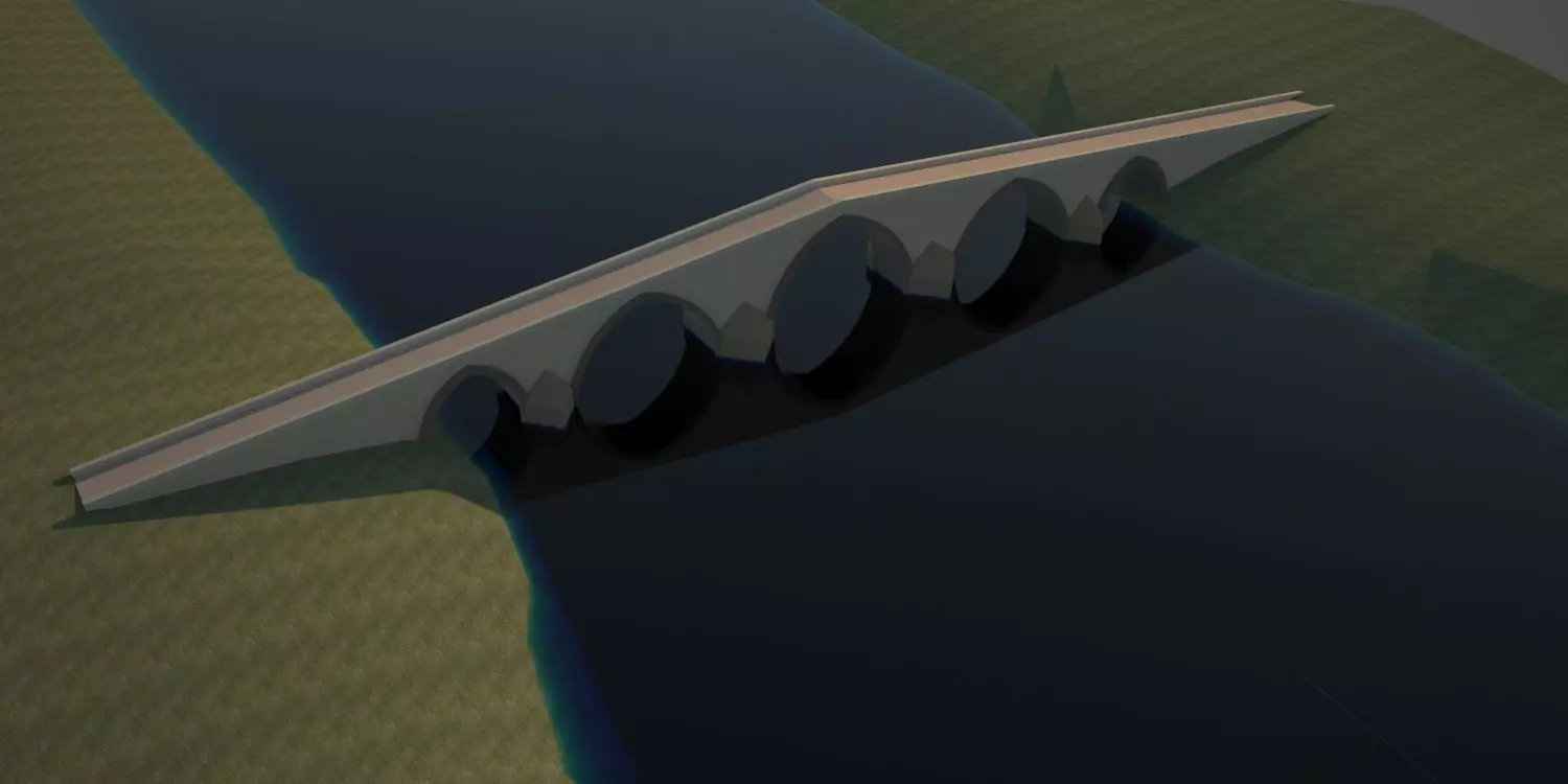 roman bridge Low-poly 3D model_0