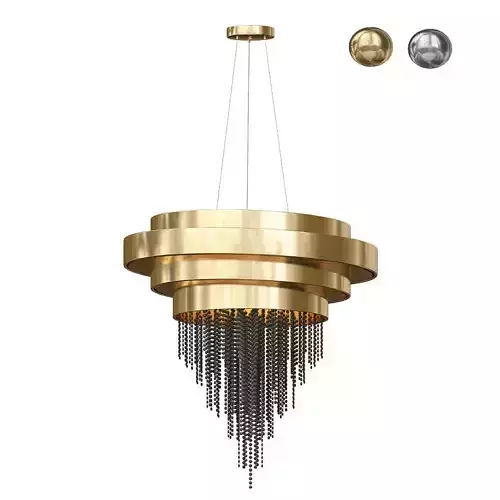 Guggenheim modern chandelier in gold 3D model