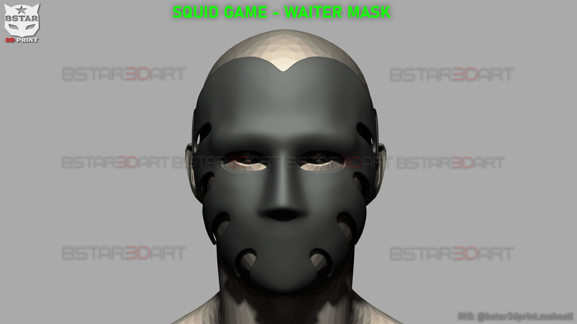 Squid Game Mask - The Waiter No29 Mask  3D print model_12