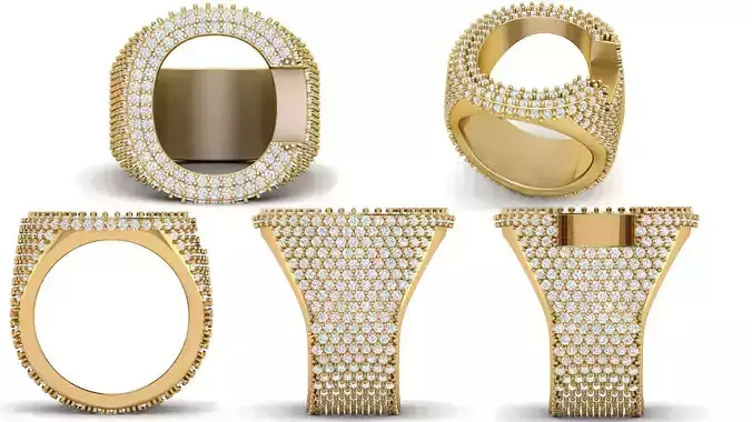 C Letter Diamond Ring 3D print model