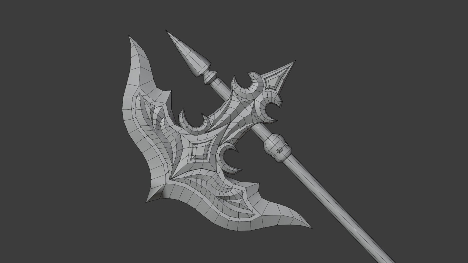 Fantasy dark axe Low-poly 3D model_7