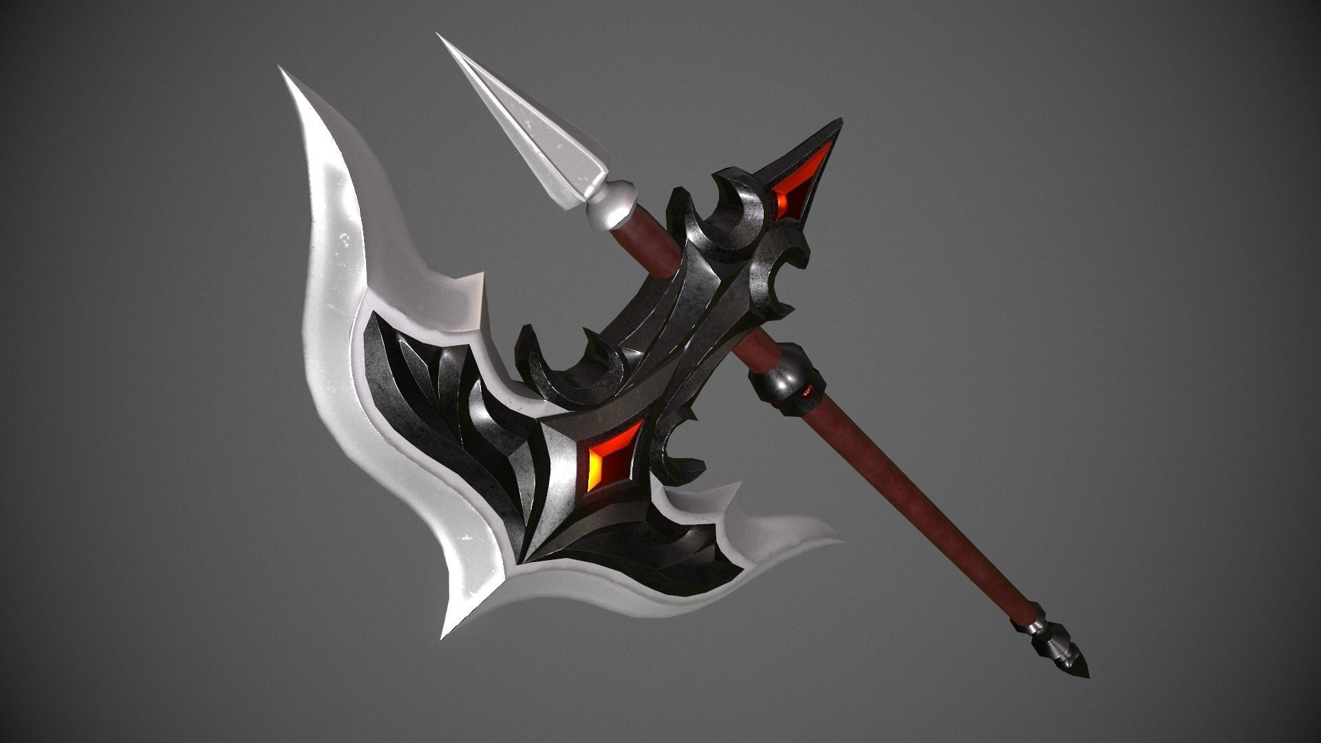 Fantasy dark axe Low-poly 3D model_3