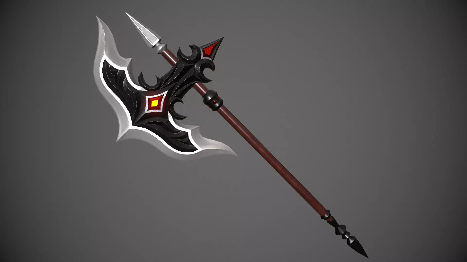 Fantasy dark axe Low-poly 3D model_0