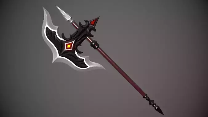 Fantasy dark axe Low-poly 3D model