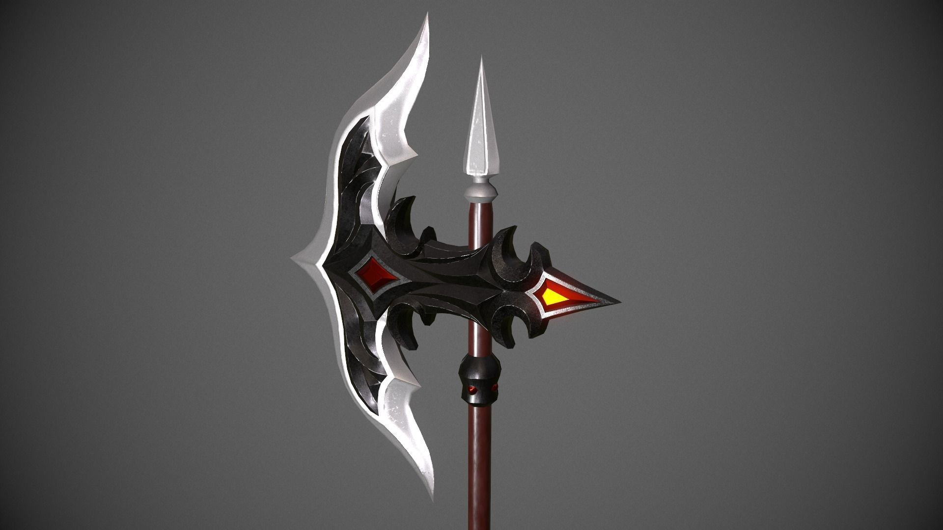 Fantasy dark axe Low-poly 3D model_4
