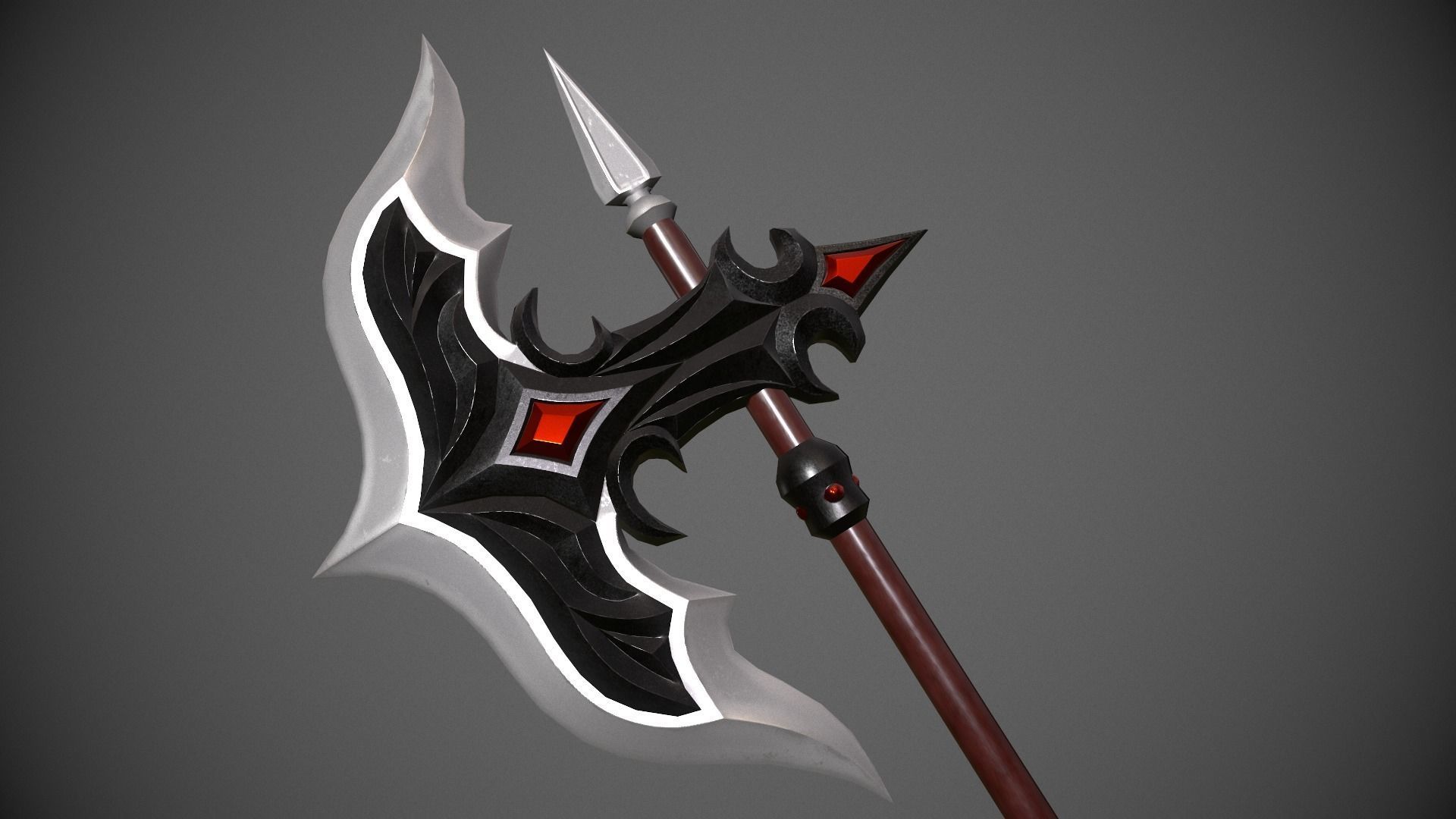 Fantasy dark axe Low-poly 3D model_2