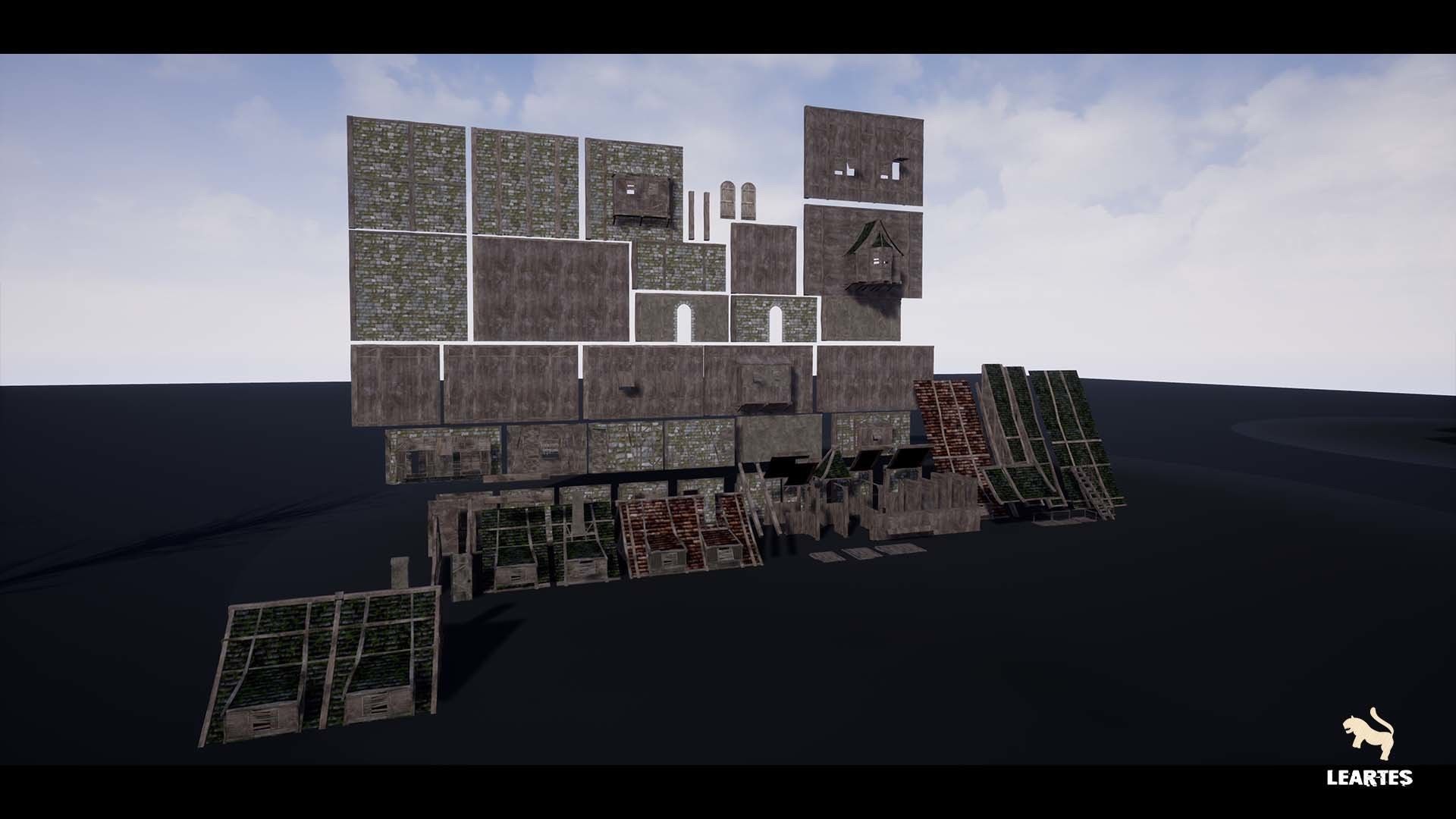 Dark Medieval Environment Megapack Modular with Full Interiors Low-poly 3D model_26