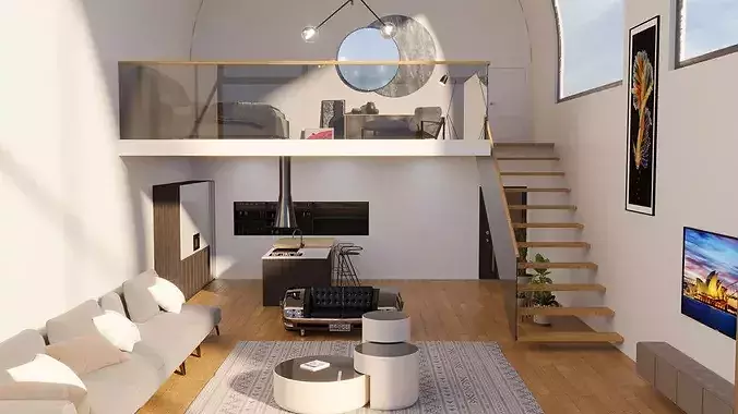 Mountain House - Full Interior Scene 3D model 6