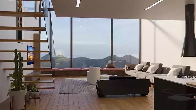 Mountain House - Full Interior Scene 3D model 7