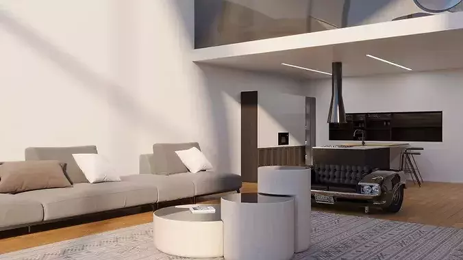 Mountain House - Full Interior Scene 3D model 5