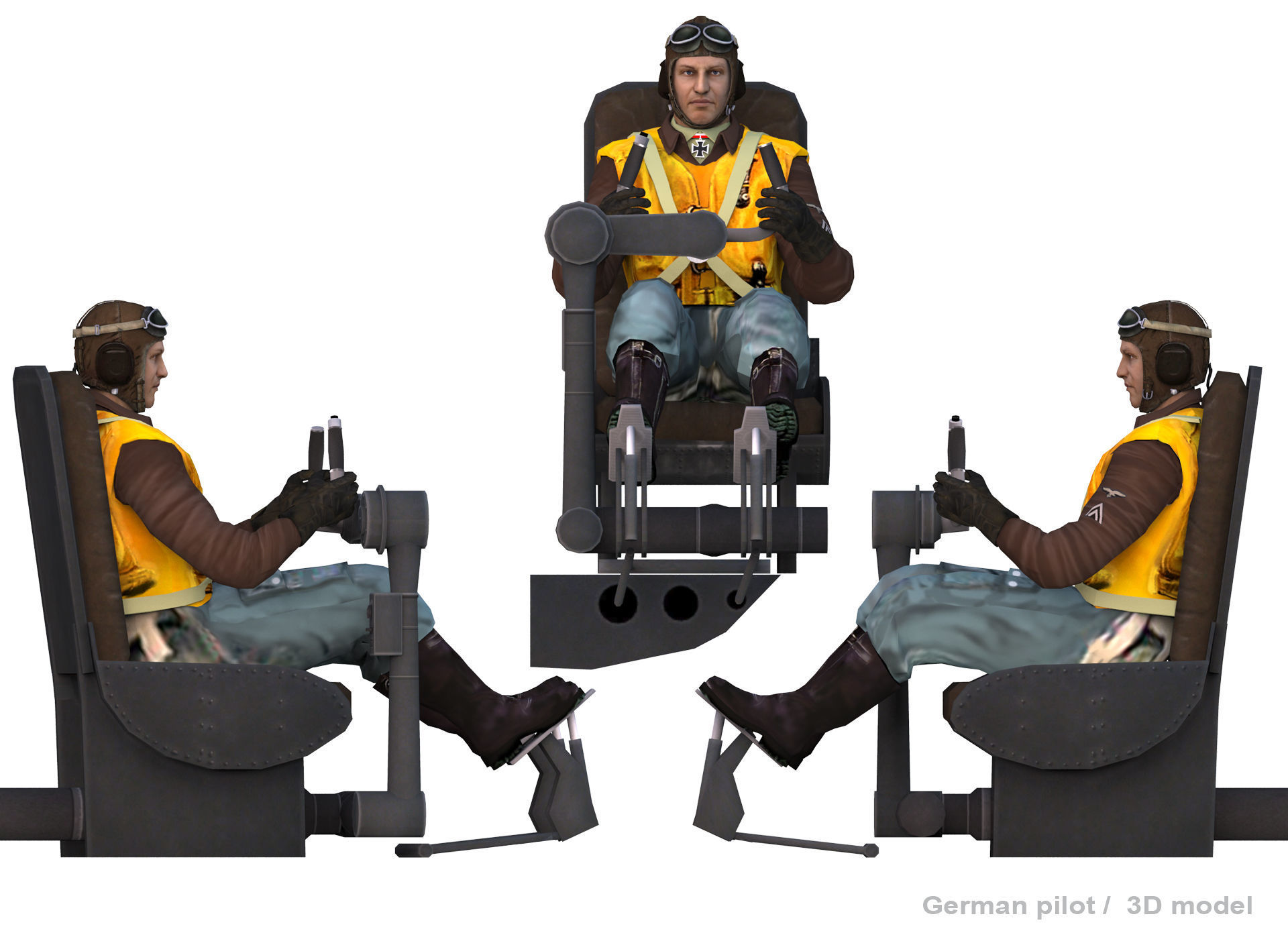 German bomber pilot ww2 3D model_4