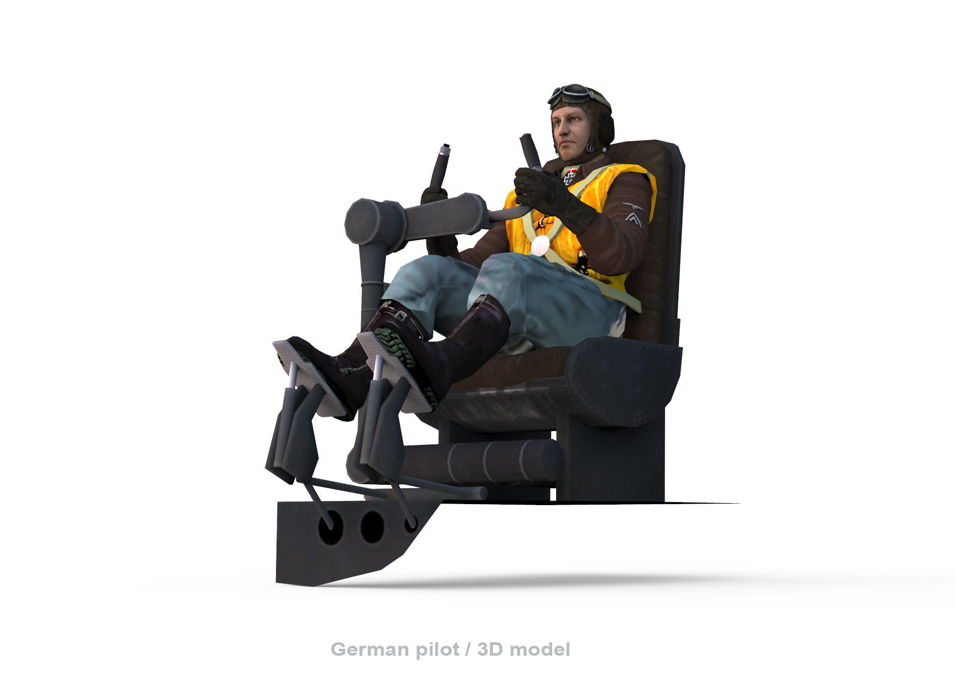 German bomber pilot ww2 3D model_3