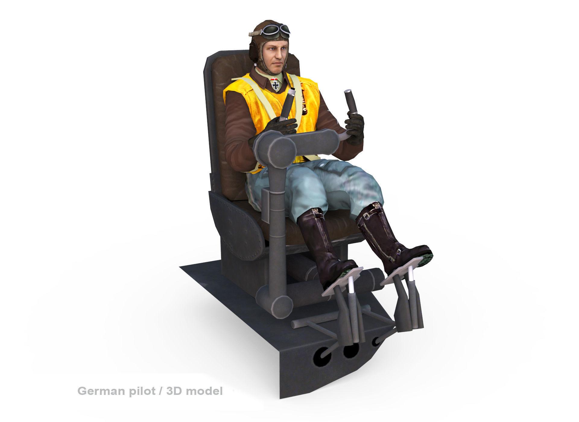 German bomber pilot ww2 3D model_1
