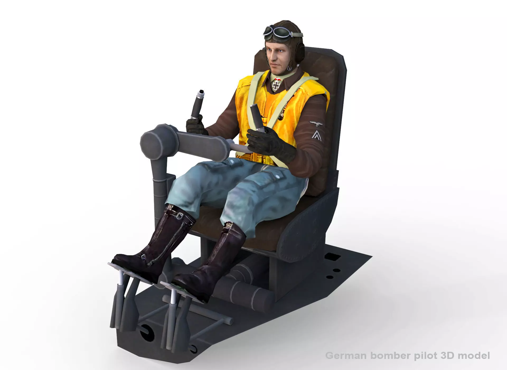 German bomber pilot ww2 3D model_0