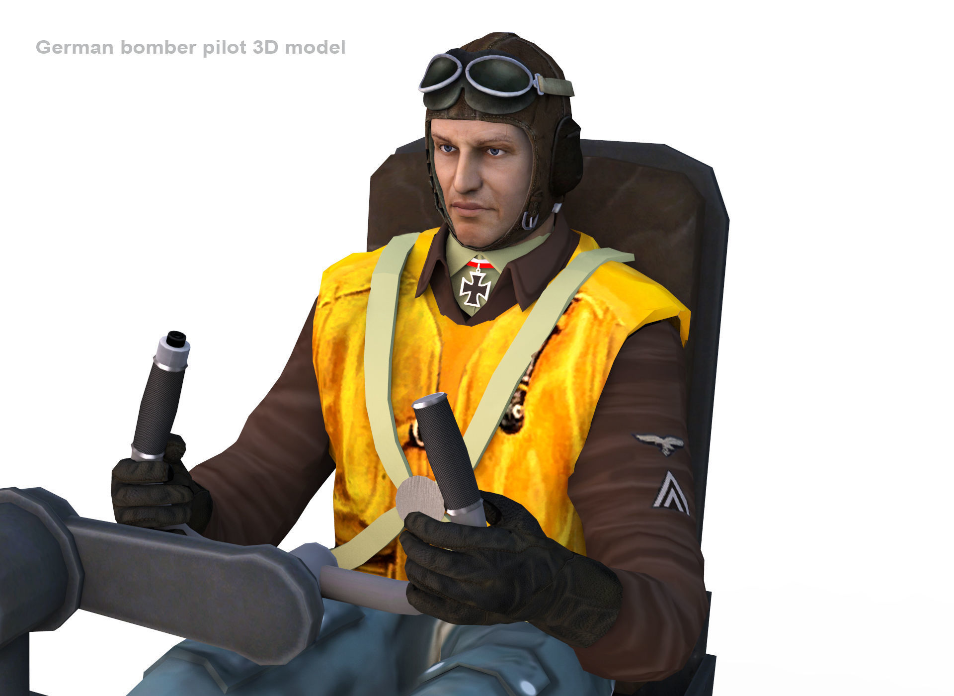 German bomber pilot ww2 3D model_7