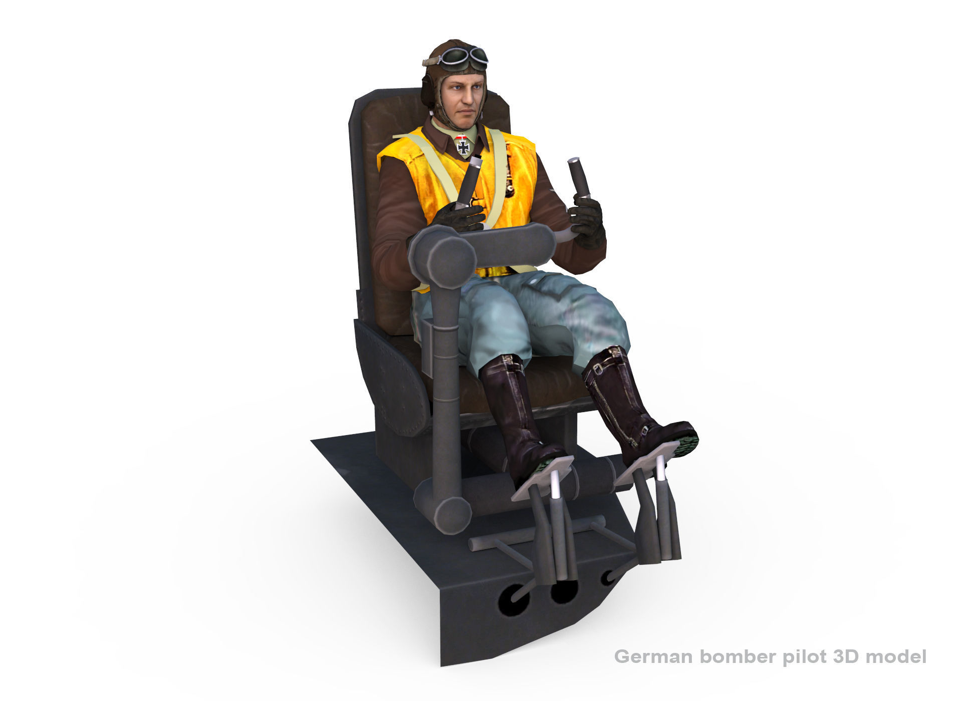 German bomber pilot ww2 3D model_6
