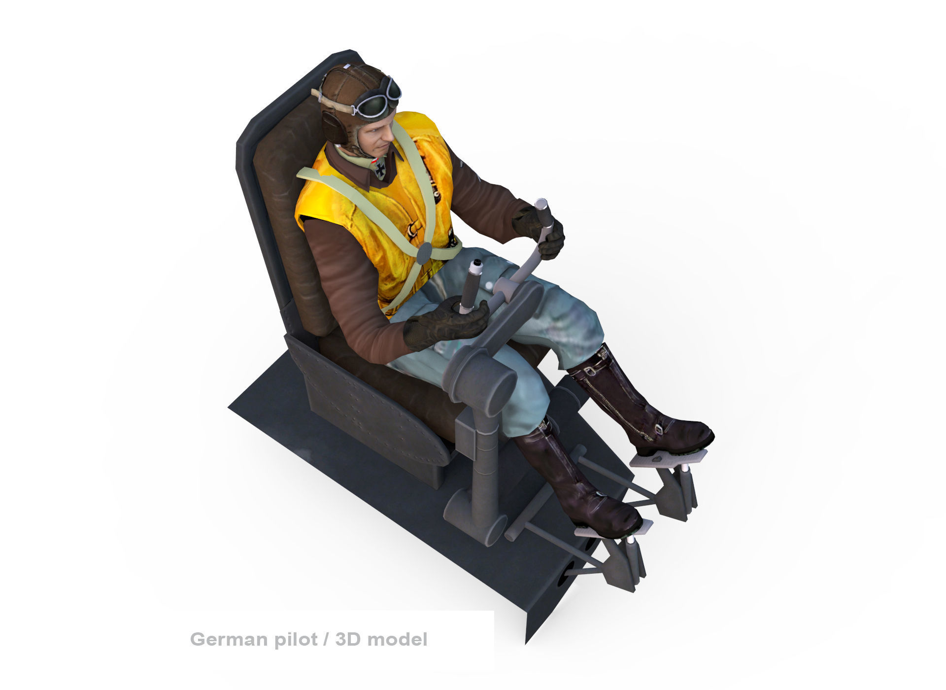 German bomber pilot ww2 3D model_2
