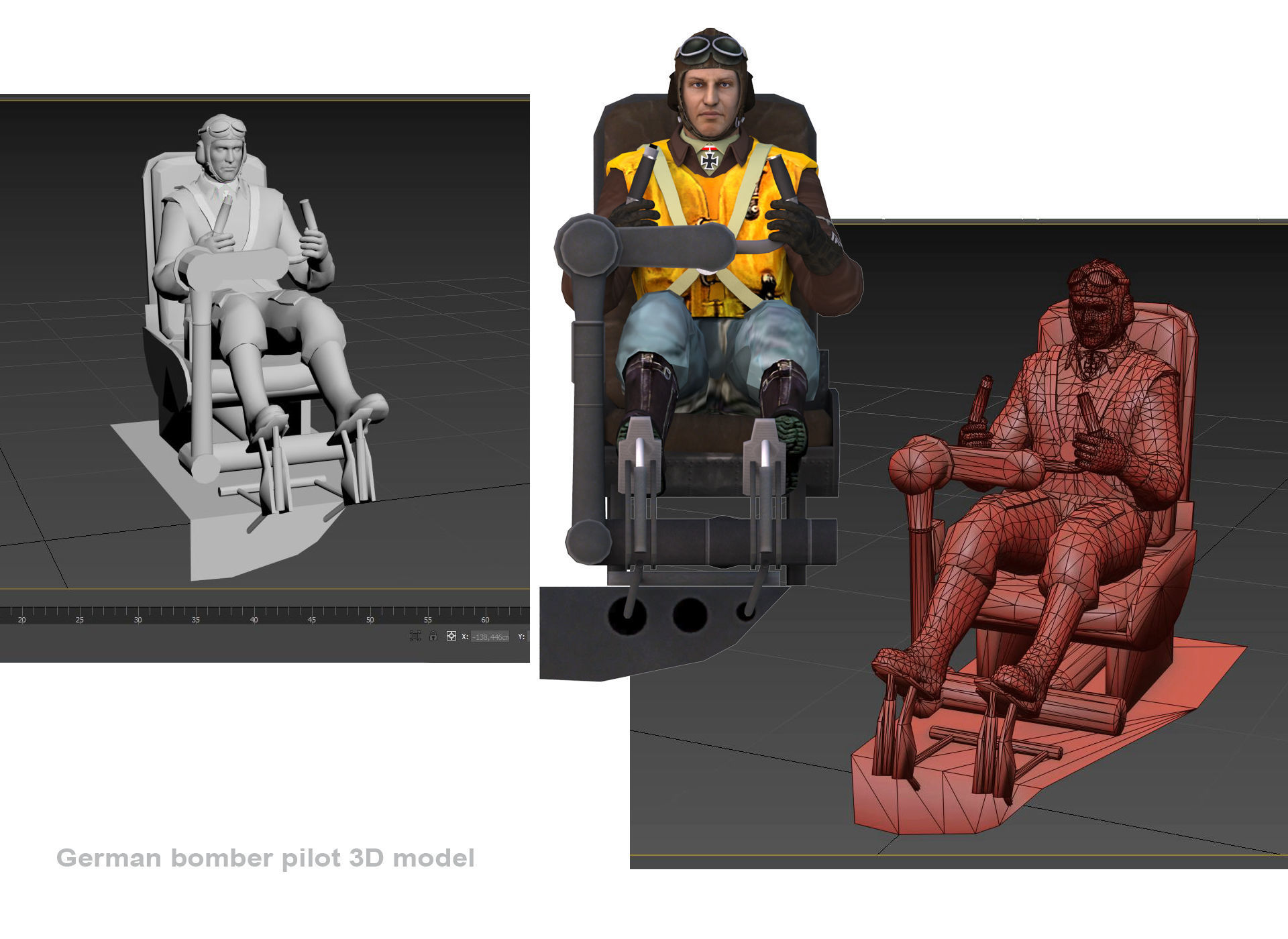 German bomber pilot ww2 3D model_8