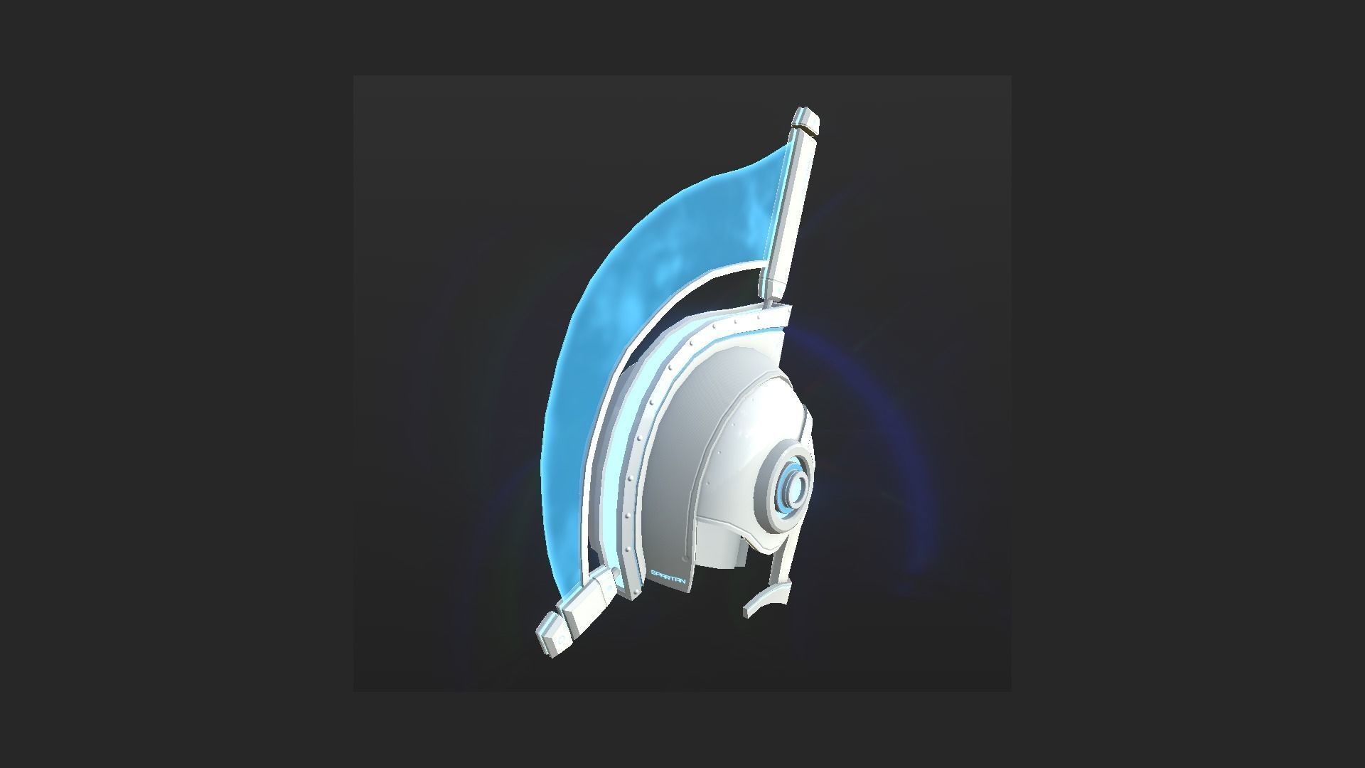 SciFi Spartan Helmet 01 White Blue - Character Design Low-poly 3D model_2