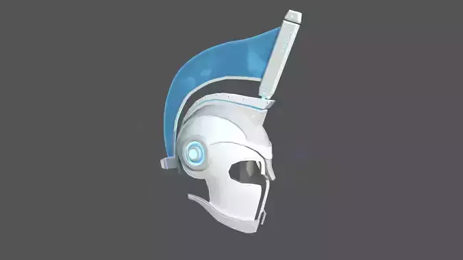 SciFi Spartan Helmet 01 White Blue - Character Design Low-poly 3D model