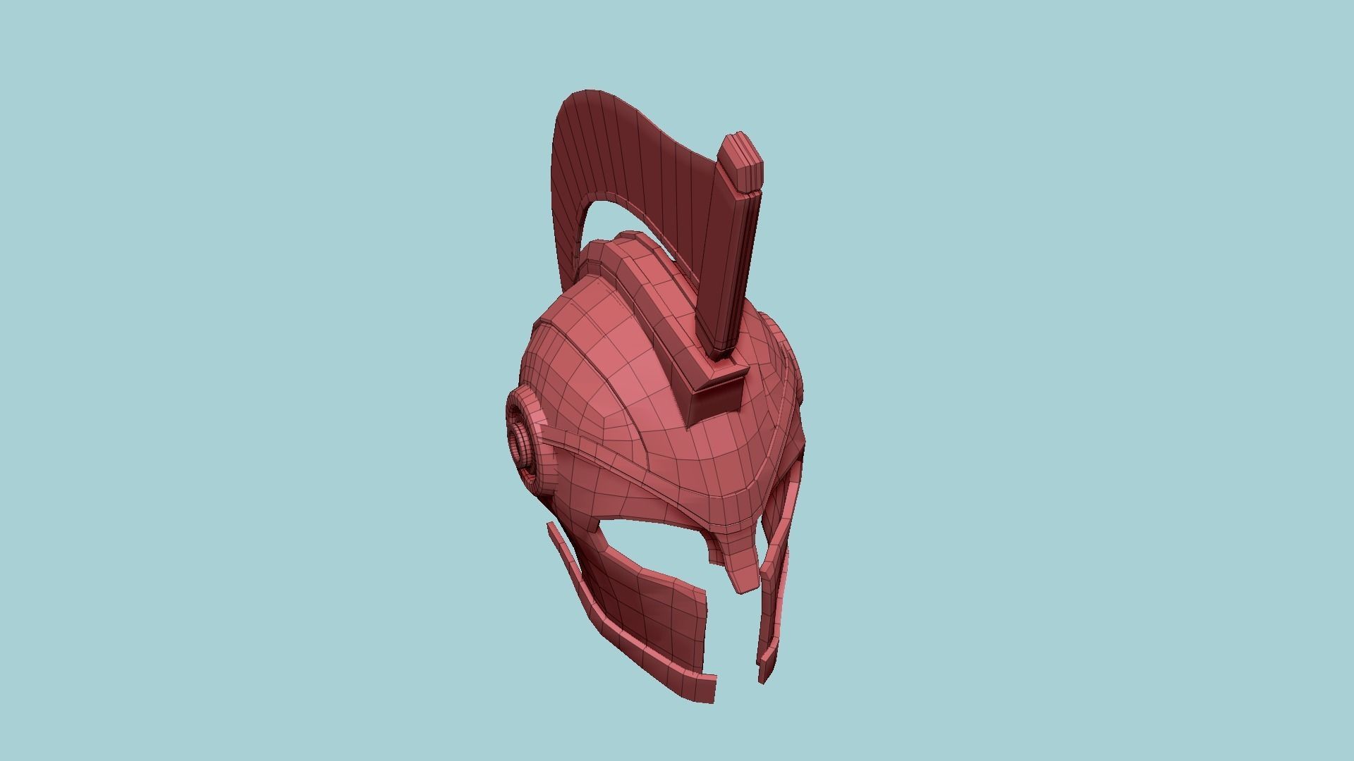SciFi Spartan Helmet 01 White Blue - Character Design Low-poly 3D model_15