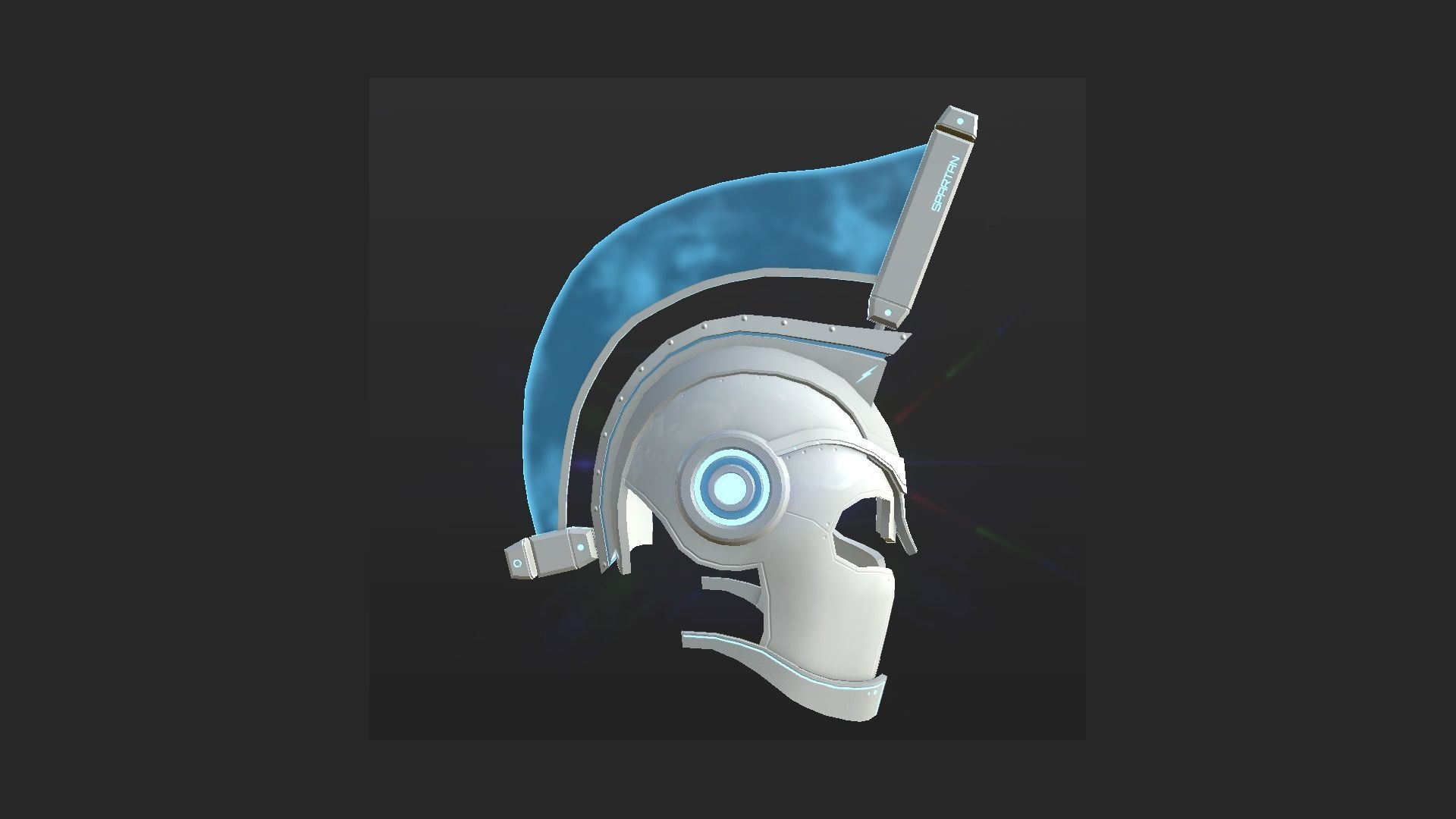 SciFi Spartan Helmet 01 White Blue - Character Design Low-poly 3D model_3