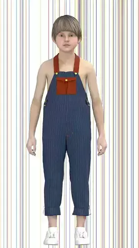 Kid Boys Dungaree Low-poly 3D model