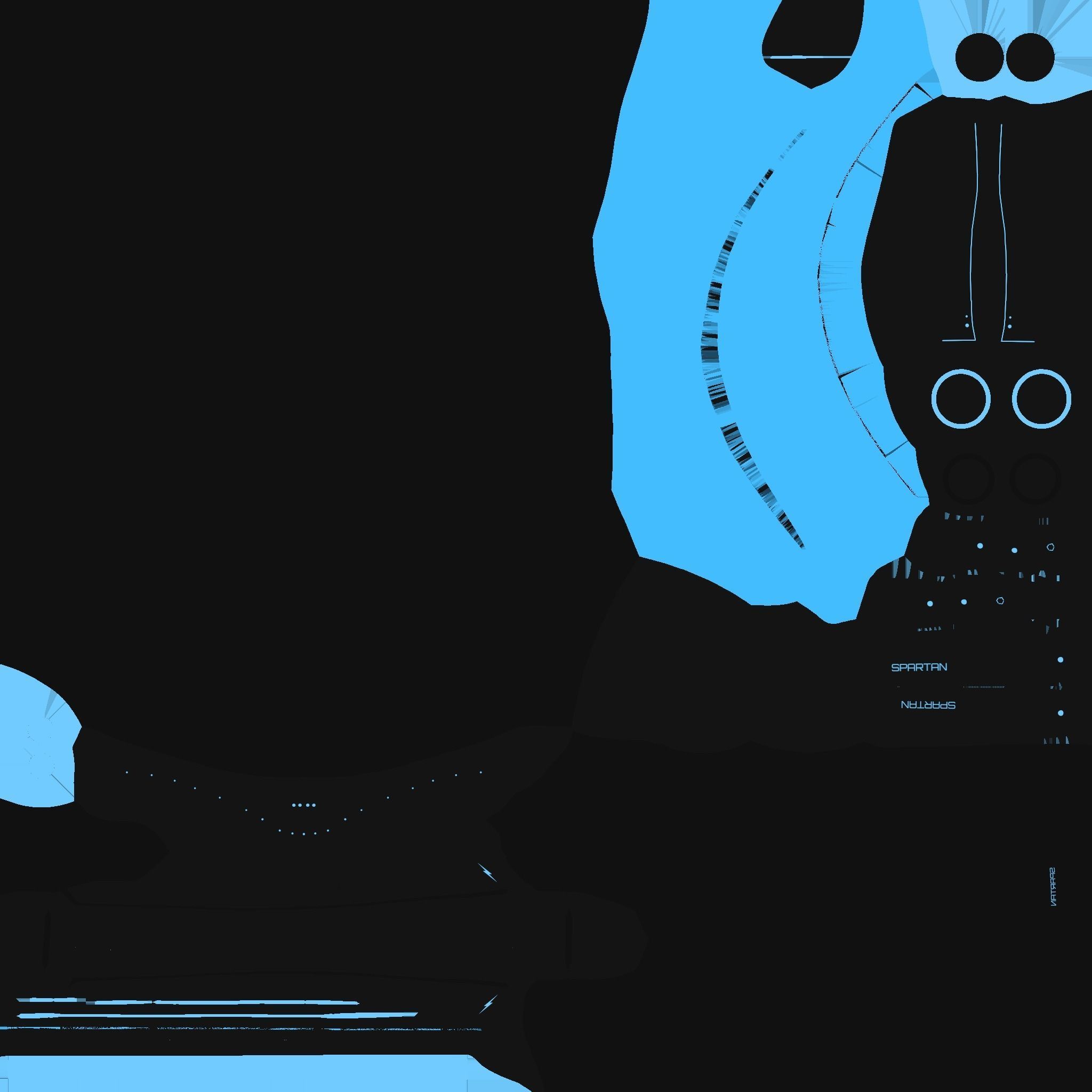 SciFi Spartan Helmet 02 Black Blue - Character Design Low-poly 3D model_16