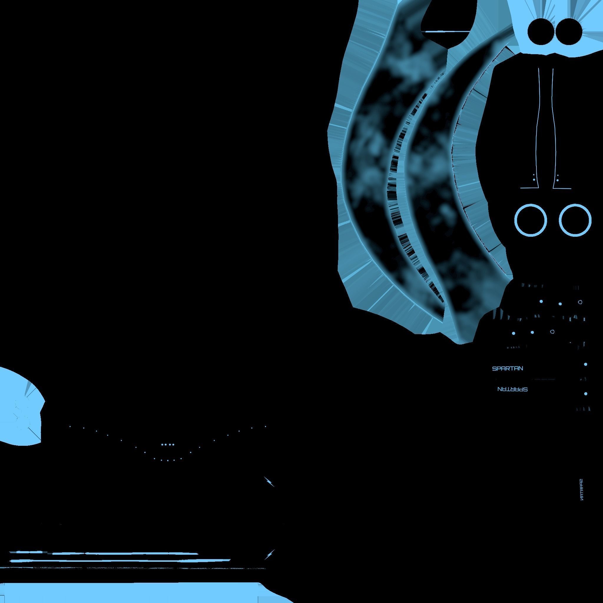 SciFi Spartan Helmet 02 Black Blue - Character Design Low-poly 3D model_21