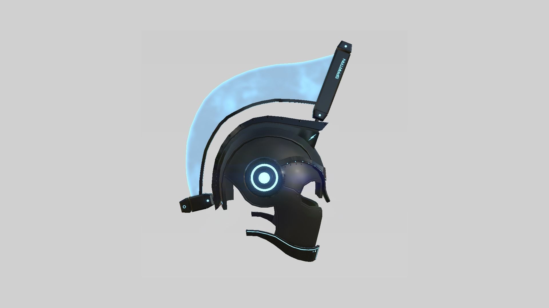 SciFi Spartan Helmet 02 Black Blue - Character Design Low-poly 3D model_4