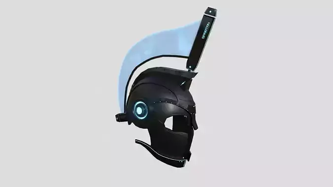 SciFi Spartan Helmet 02 Black Blue - Character Design Low-poly 3D model