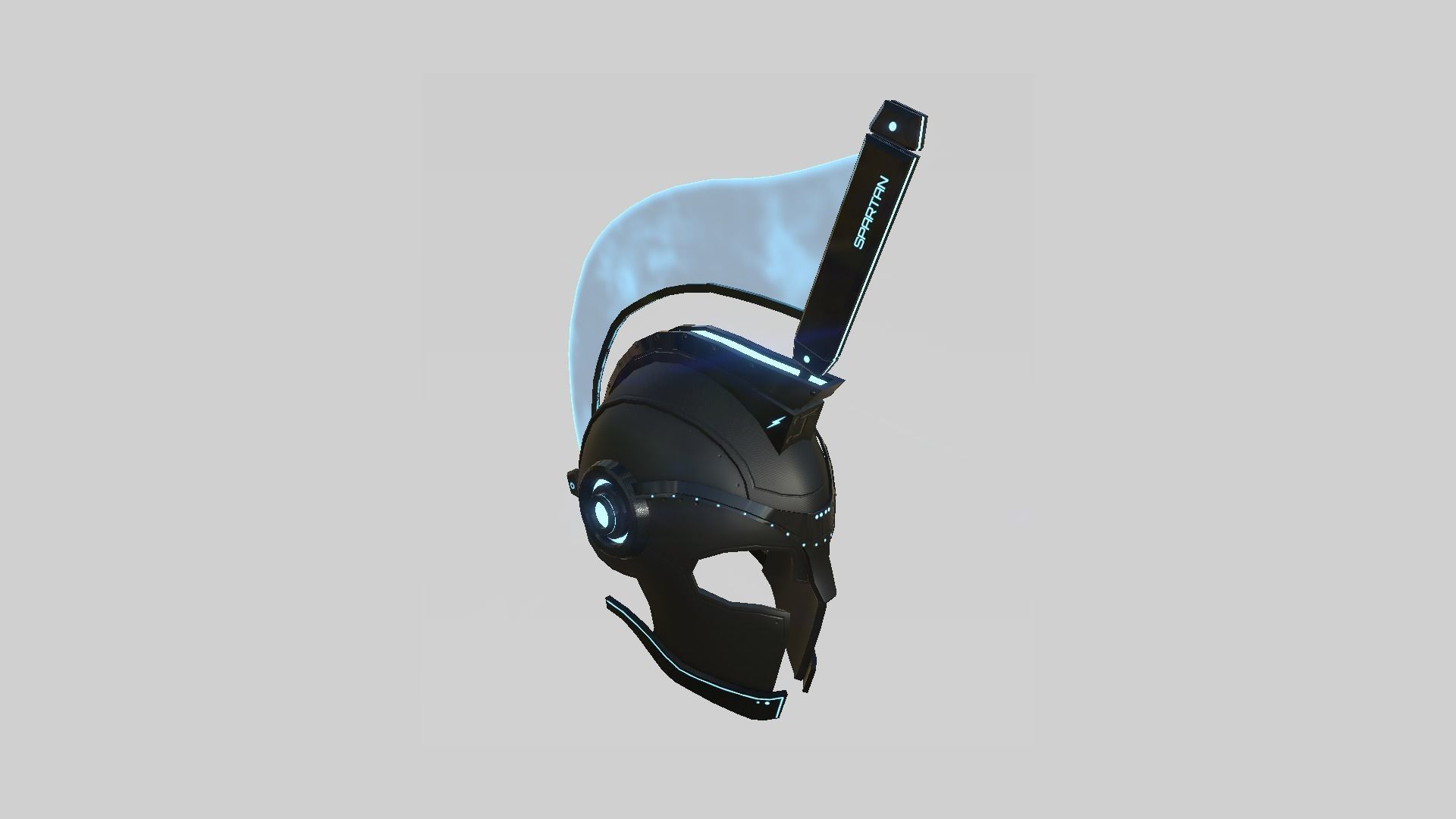 SciFi Spartan Helmet 02 Black Blue - Character Design Low-poly 3D model_2