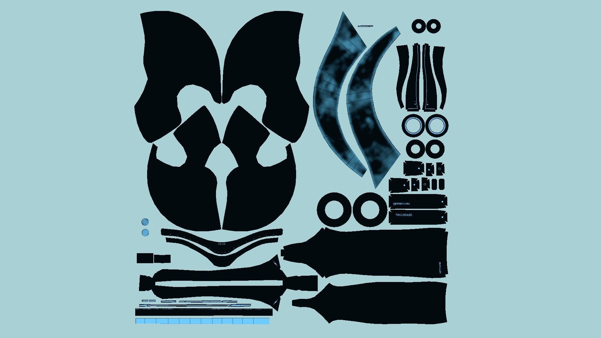 SciFi Spartan Helmet 02 Black Blue - Character Design Low-poly 3D model_5