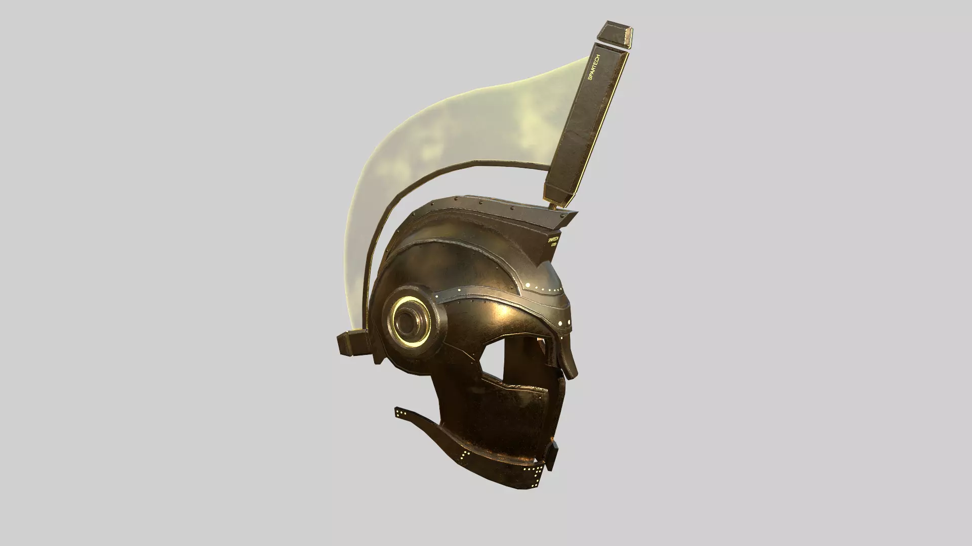 SciFi Spartan Helmet 03 Bronze - Character Design Low-poly 3D model_0