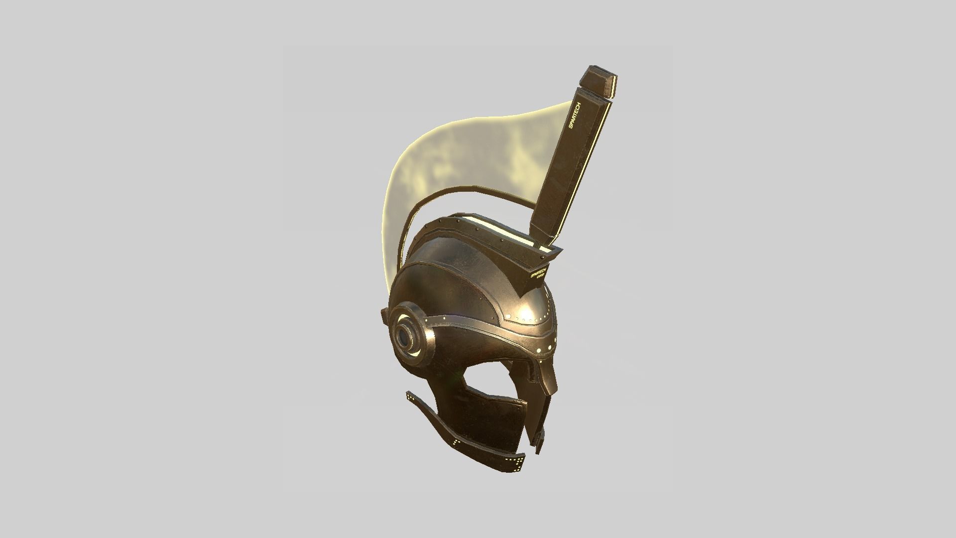 SciFi Spartan Helmet 03 Bronze - Character Design Low-poly 3D model_4