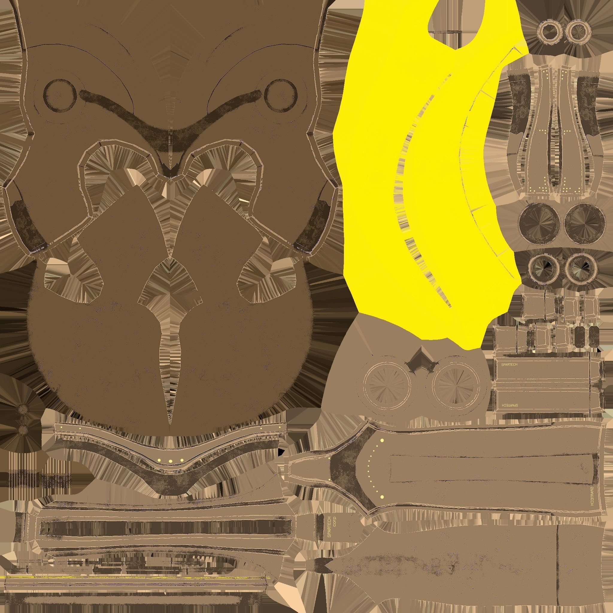 SciFi Spartan Helmet 03 Bronze - Character Design Low-poly 3D model_18