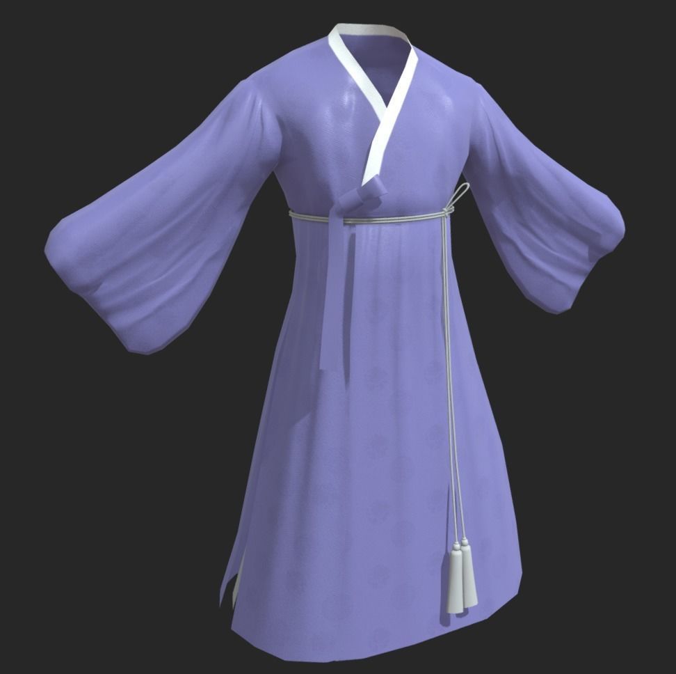 Korean Traditional Clothes Han-bok 3D model_8