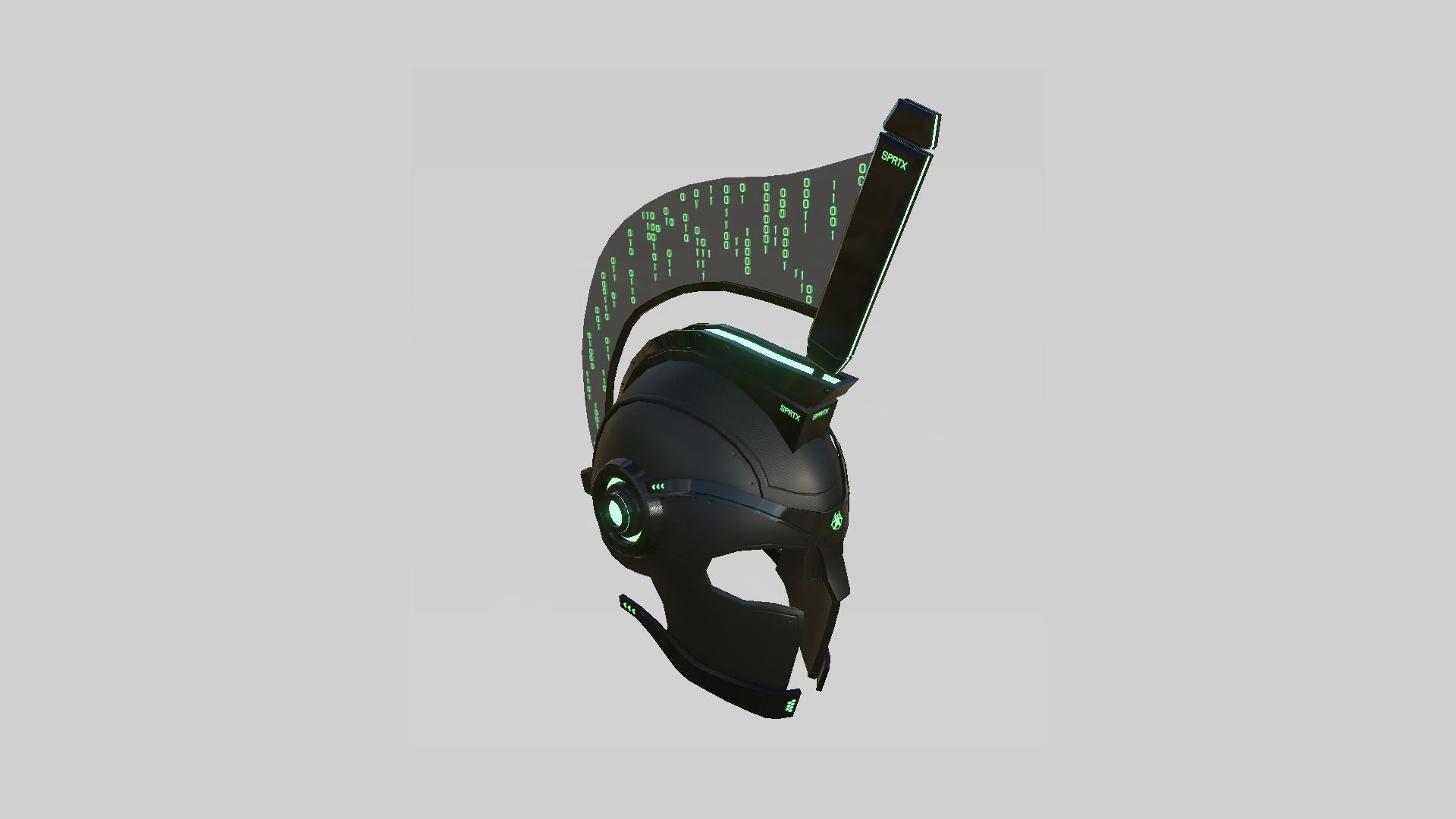 SciFi Spartan Helmet 04 Black Green - Character Design Low-poly 3D model_4