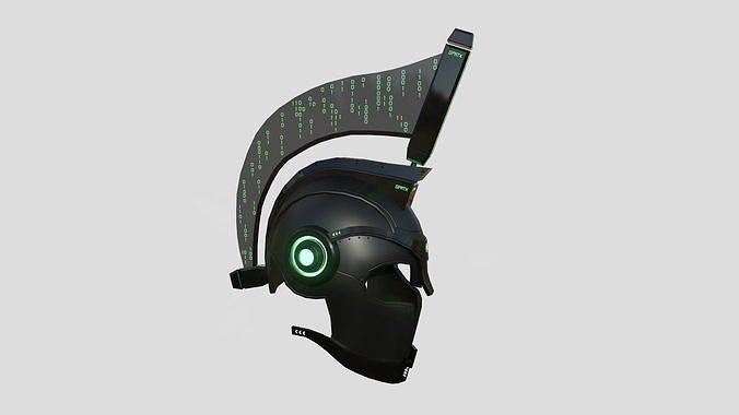 SciFi Spartan Helmet 04 Black Green - Character Design Low-poly 3D model