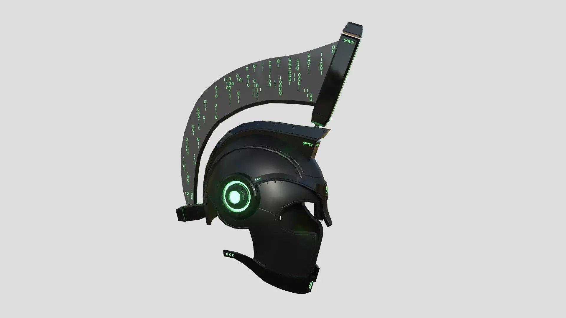 SciFi Spartan Helmet 04 Black Green - Character Design Low-poly 3D model_0