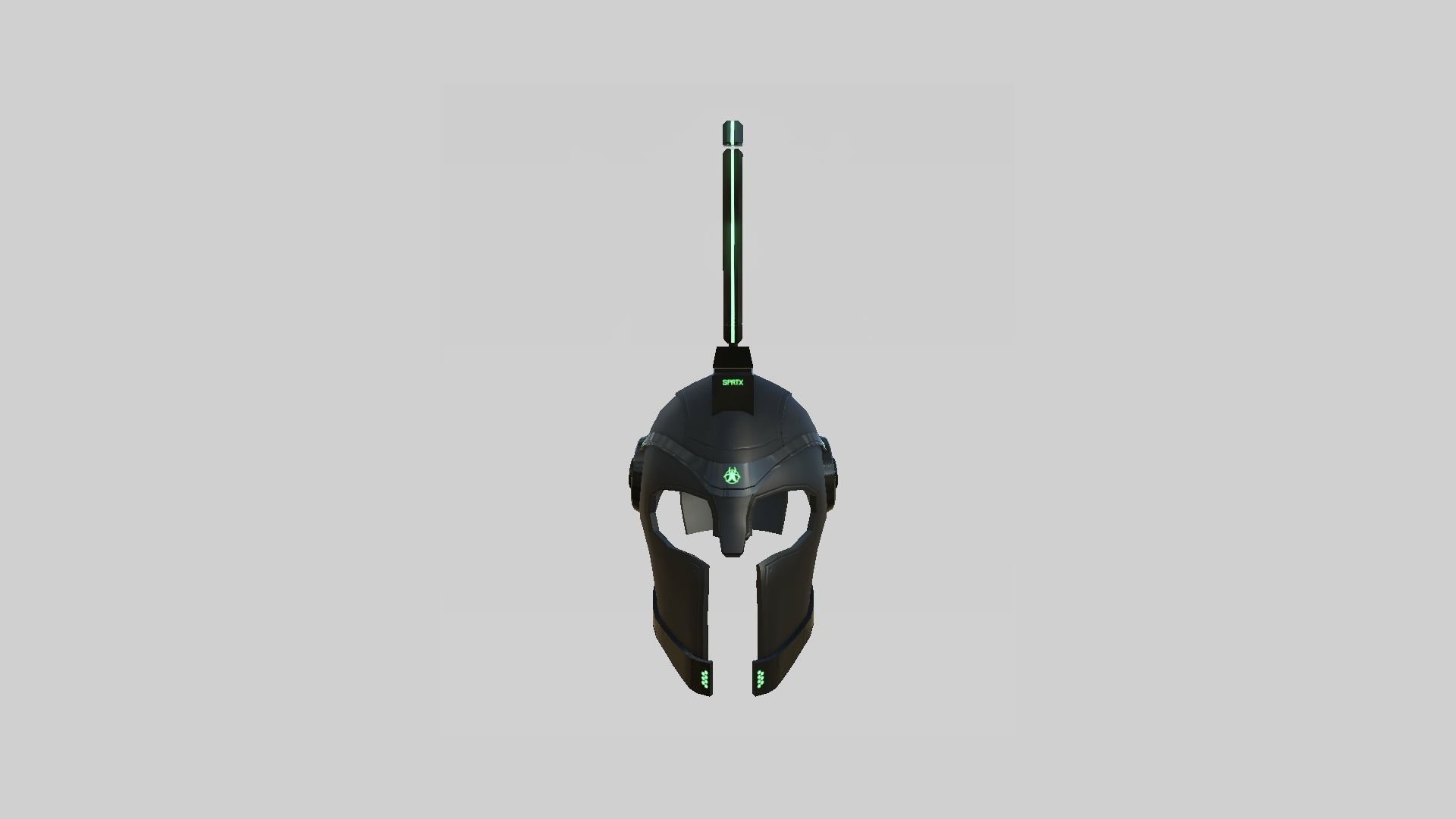 SciFi Spartan Helmet 04 Black Green - Character Design Low-poly 3D model_3