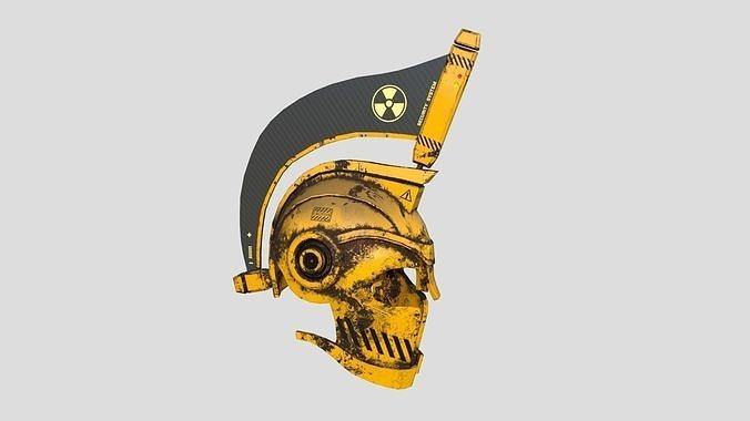SciFi Spartan Helmet 05 Yellow Security - Character Design Low-poly 3D model