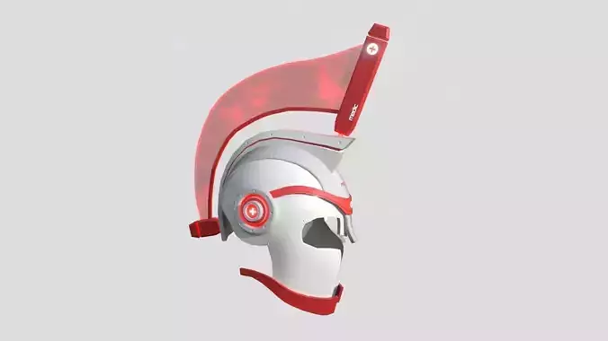 SciFi Spartan Helmet 06 Red Medic - Character Design Low-poly 3D model