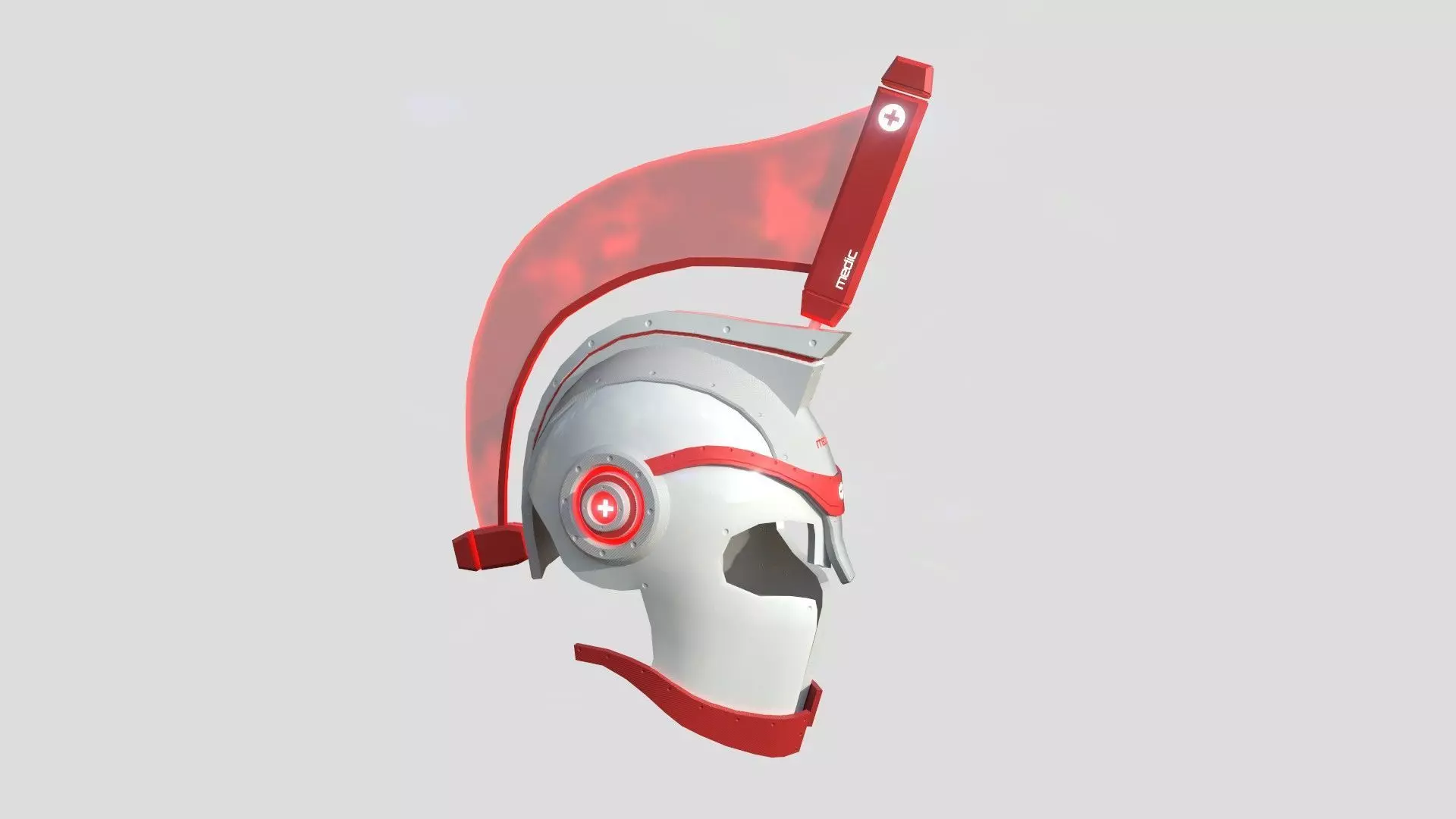 SciFi Spartan Helmet 06 Red Medic - Character Design Low-poly 3D model_0